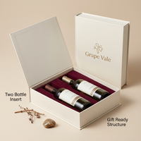 Coffret Cadeau Luxe Personnalisé Double Bouteille de Vin Style Livre Logo Arabesque Bourgogne Vodka Whisky Fermeture Magnétique Écologique
