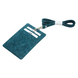 Boshiho RTS Vegan Cork Card Horizontal School <b>Id</b> Badge <b>Holder</b> Friendly Retractable Security Badge <b>Holder</b> with Lanyard - Product Image 2