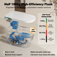 WC intelligent électrique de luxe avec bidet intégré, abattant automatique, chasse d'eau, siège chauffant et cuvette en céramique