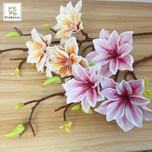 Fleurs artificielles de <span class=keywords><strong>magnolia</strong></span> style chinois à 3 têtes de 75 cm, magnolias étoile porte-bonheur pour la décoration orientale de la maison, des mariages et des centres de table - Product Image 6