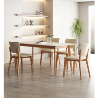Juego de Mesa de Comedor Moderno y Simple, Rectangular, con Tapa Blanca y Patas de Madera para Proyectos de Apartamentos, Suministros para Comedor.
