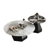 Table basse ronde en marbre blanc de style italien luxe léger, table centrale en pierre, idéale pour salon, villa et mobilier d'hôtel