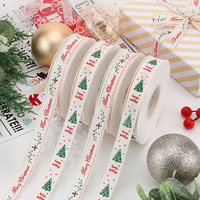 E-Magic Großhandel 5/8 Zoll Rot-Grünes Frohe Weihnachten Band & Frohes Neues Jahr Polyester-Baumwoll-Band für Weihnachten und Feiertage