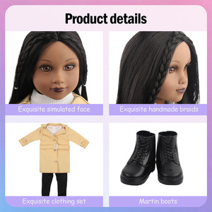 Poupées africaines en vinyle de qualité supérieure pour filles, 18 pouces, en silicone <span class=keywords><strong>noir</strong></span>, avec manteau <span class=keywords><strong>trench</strong></span> tendance, poupée réaliste pour enfant, cadeau d'anniversaire - Product Image 3