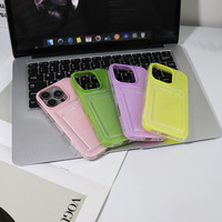 Coques de téléphone antichoc 2-en-1 en TPU couleur bonbon, transparentes avec porte-cartes, pour iPhone 17, 16, 15 – Vente Flash