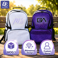 Sac à dos de cheerleading personnalisé avec logo en strass, nom personnalisé, sac de cheerleading noir pailleté pour les filles de l'équipe, compétition sportive