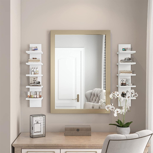 Estante de pared flotante vertical moderno blanco para cocina y dormitorios Estantes de montaje en pared decorativos estrechos de madera - Product Image 3