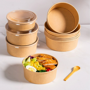 Phân Hủy Sinh Học Dùng Một Lần Kraft Giấy Hộp Ăn Trưa 500Ml-1100Ml Công Suất Tái Chế Vật Liệu Dập Nổi Thiết Kế Cho Takeaway Thực Phẩm Salad - Product Image 2