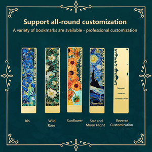 Personalizado <span class=keywords><strong>Van</strong></span> <span class=keywords><strong>Gogh</strong></span> pintura hueco en blanco 3D Acero inoxidable Metal marcapáginas en relieve sublimación láser grabado marcapáginas con borla - Product Image 6