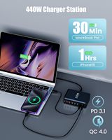 Bloc chargeur USB C 440W 8 ports GaN III Station de charge rapide 100W PD QC Adaptateur secteur pour ordinateur portable Hubs USB