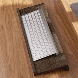 Meinijia Keyboard Tray <b>Solid</b> <b>Wood</b> Adjustable Height Desktop Stand For Office <b>Desk</b> Typing Support Rectangle Charcoal Colored - Product Image 4