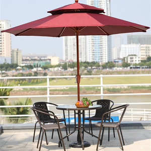 Ensemble table et chaises <span class=keywords><strong>en</strong></span> fer forgé et rotin de style pastoral <span class=keywords><strong>extérieur</strong></span> avec parasol pour patios, cafés, balcons et salons de thé - Chine - Product Image 2