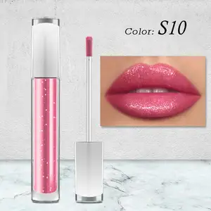 S16 lip gloss berkilau kosmetik Halal, lip gloss berkilau, label pribadi, lip gloss cair glitter kustom