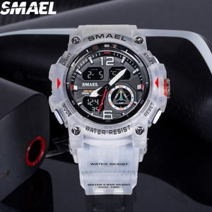 Montre SMAEL 8007 avec grand cadran de 54 mm, double affichage, étanche 30-50 m, bracelet en PU, multicolores, montre de sport d'extérieur - Product Image 1