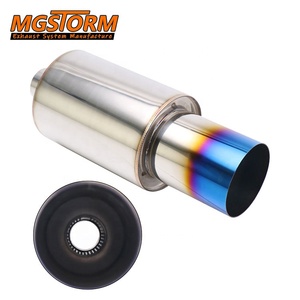 Tubo de escape de acero inoxidable de 2 pulgadas de entrada, 4 pulgadas de salida, 5.5 pulgadas de cuerpo y 14.6 pulgadas de longitud total, silenciador de escape recto para automóvil - Product Image 1