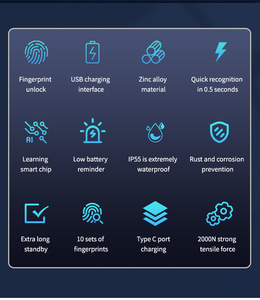 Candado Inteligente Portátil de Huella Digital con Envío Rápido, Alta Sensibilidad, Seguridad y Batería de Larga Duración para Gimnasio y Maleta - Product Image 6