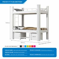 Lits superposés pliables en métal, gain de place, avec boîte de rangement, couleur personnalisable, pour hôtel, école, appartement, hôpital, dortoir