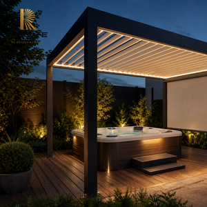 Pérgola independiente ajustable RKOVE RK-C2 con persianas y pantalla enrollable, pabellón exterior de aluminio para privacidad en spa. - Product Image 1