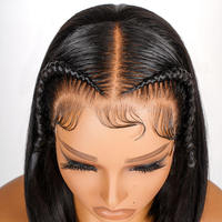 Cheveux brésiliens avant de lacet perruque de cheveux humains droite Bob court noir femmes grande casquette Invisible HD dentelle sans colle pour les femmes noires