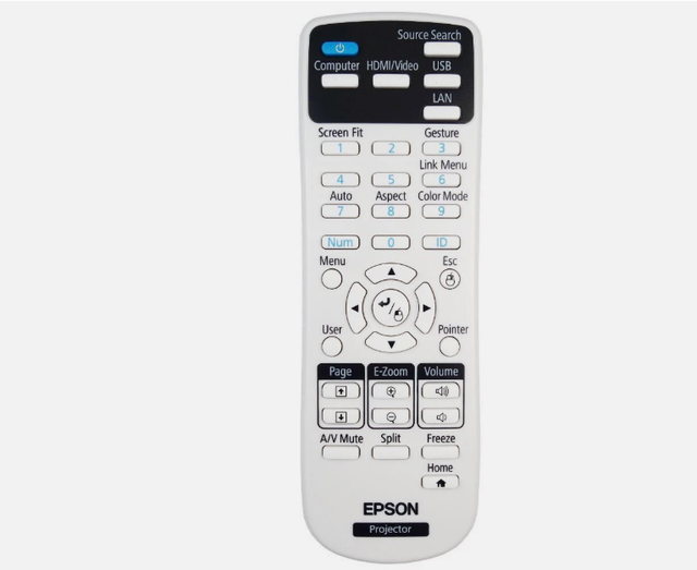 161371700 Replacement Remote Control for Epson H437C H438C H439C 3LCD H433C, H434C, H435C, H436C EB-S03 EB-W03 EB-X03 EB-W15