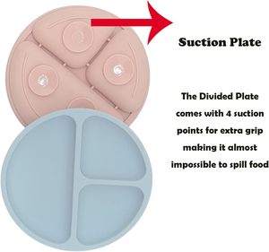 Plato de Silicona Rectangular Moderno para Bebé con Compartimento, Tazón de Alimentación con Ventosa y Tubo de Succión, Vajilla para Bebé - Product Image 2