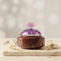Bonbonnière en marbre rouge naturel avec couvercle en cristal coloré, boîte à bonbons décorative, boîte à bijoux de luxe pour la maison