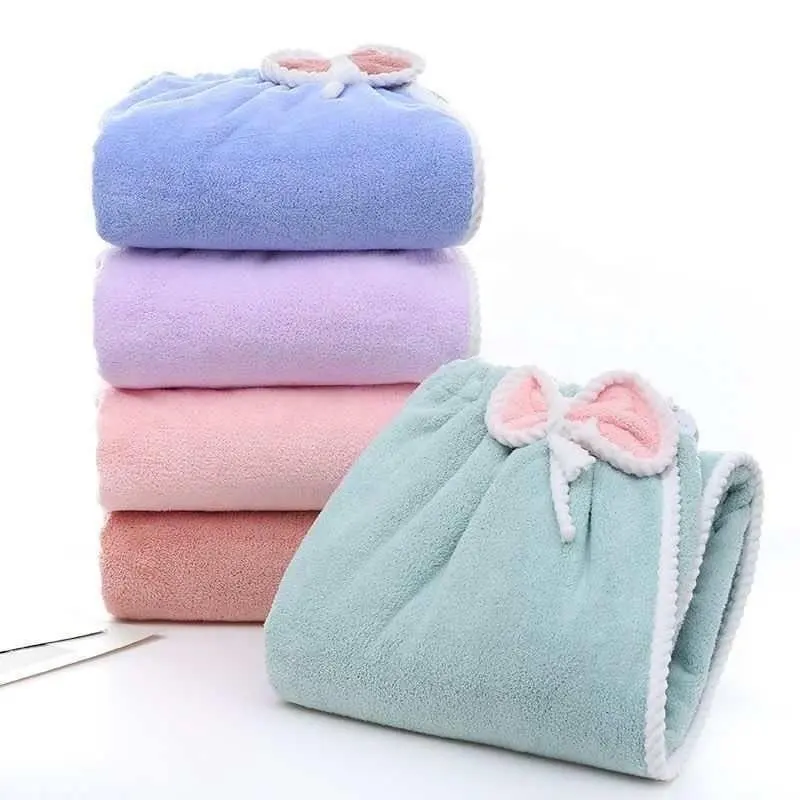 Bow knot ladies quick drying coral velvet bath towel super soft strong water absorption bath skirt factory wholesale