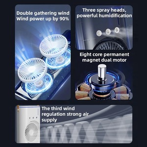 Dual Head <b>Spray</b> Tower Fan with Control Mis Humidifier Rechargeable Desk Fan with 3 Wind Speed for Home Office Travel Camping - Product Image 4