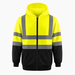 ZUJA Material ecológico Sudaderas con capucha de seguridad vial <span class=keywords><strong>Chaqueta</strong></span> de lana cálida Hi Vis Sudaderas con capucha reflectantes para hombres - Product Image 2