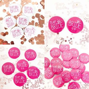 Nuovi Distintivi e Spille Bianche e Rosa per Addio al Nubilato, Badge '<span class=keywords><strong>Team</strong></span> <span class=keywords><strong>Bride</strong></span> <span class=keywords><strong>to</strong></span> Be' per Decorazioni Festa Nuziale - Product Image 4