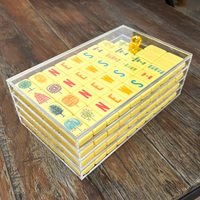 Lot de 156 tuiles de Mahjong américaines en acrylique jaune crème/blanc ivoire, gravées en profondeur et imprimées UV, collection SEASONS MJLA