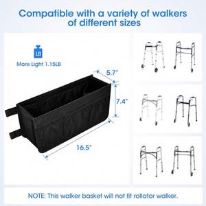 <b>Heavy</b> <b>Duty</b> Walker <b>Bag</b> Casual Side Wheelchair <b>Bag</b> with Cup Holder Oxford Material Zipper Closure - Product Image 3