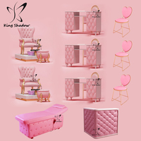 Table de manucure rose personnalisée, chaise de pédicure moderne, pour ongles, ensemble de meubles de salon de manucure, couleur rose, pièces