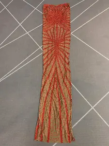 Блестящее красно-синее вечернее платье-бодикон в пол с бриллиантовыми стразами, без рукавов, с открытой спиной, для выпускного вечера, фотосессии, выступлений на сцене - Product Image 3