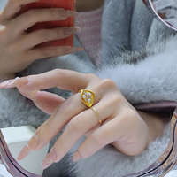 Bague ajustable en or 14 carats avec trois perles d'eau douce Aurora en forme de fleur de lys, bijoux de mode en gros