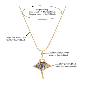 Collana con Ciondolo da Donna a Tema Oceano, Abalone, Pangaione, Tartaruga Marina, in Acciaio Inossidabile Placcato Oro 18K, Estetica Estiva da Spiaggia, con Cristallo - Product Image 6