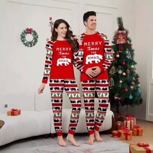 Ropa de dormir de mujer de comercio exterior, ropa de casa, traje de Navidad para niños, estampado de oso <span class=keywords><strong>polar</strong></span>, pijamas rojos para padres e hijos - Product Image 3