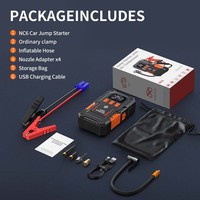 Démarreur de voiture 4-en-1 12V 2000A avec compresseur d'air, batterie de secours portable 10000mAh et gonfleur de pneus