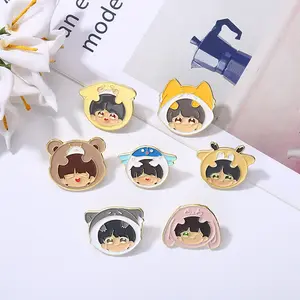 Stock Customization Boy Band Brooch Group Entertainment Cute Cartoon Image Bow Buckle Anti-slip Metal Plated Badge Waist Pin Acc