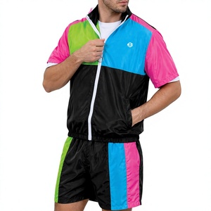 Custom Printed Zipper-Up Oversized Color Block Nylon windbreaker For <b>summer</b> Sweatsuit Jogger Short Anti-Wrinkle <b>Jacket</b> for <b>men</b> - Product Image 5