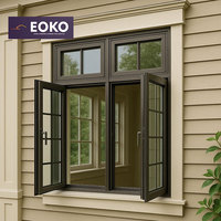 Ventana Abatible de Aluminio con Rotura de Puente Térmico Certificada por EOKO CE NFRC, Ventana de Aluminio Insonorizada con Doble Acristalamiento para Proyectos