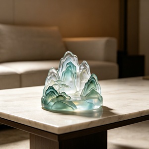 Ornamento Paesaggistico in Resina Verde Trasparente Stratificata con <span class=keywords><strong>Vista</strong></span> sul <span class=keywords><strong>Lago</strong></span> e Alberi, Adatto Come Decorazione per la Casa e Regalo - Product Image 6