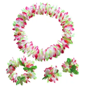 Hawaii Flower set 4pcs Necklace bracelets headwear 2 Artificial Flower Wreath Wholesale Promotion Flower Lei