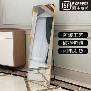 Full Length Dressing <b>Mirror</b> <b>Rectangle</b> Metal Frame Freestanding Home Use Modern Design Style Glass Material - Product Image 4