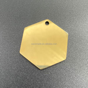 Шестигранные пластины из нержавеющей стали, золотые, розовые, золотые, на заказ, штампованные шестигранные пустые метки - Product Image 4