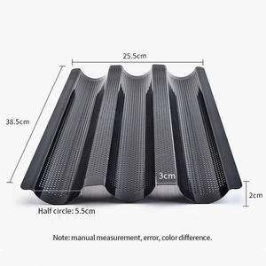 Custom Wholesales Bakery Tool Bpa Free Pastry Bakeware Non Stick Black <b>Pan</b> Carbon Steel Baguette Baking Tray - Product Image 4