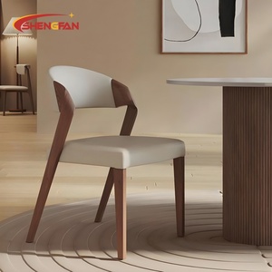 北欧風高級ダイニングチェア ウォールナット無垢材 PUレザー 快適なイベントチェア 家庭用リビングルーム家具 - Product Image 2