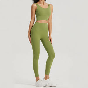 Reggiseno sportivo da donna ad alto sostegno con push-up per yoga, leggings a vita alta con effetto push-up e tasca nascosta, set <span class=keywords><strong>fitness</strong></span> da palestra - Product Image 3