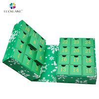 Boîtes de calendrier de l'avent personnalisées vertes 24 jours avec compte à rebours magnétique, emballage en papier cartonné, boîtes mystérieuses pour cadeaux surprise, pour bougies