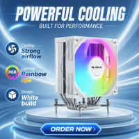 Dissipateur thermique COOLLEO A61 blanc avec 6 caloducs, LED ARGB et ventilateur PWM 4 broches de 120 mm à roulement fluide pour le refroidissement de boîtier d'ordinateur